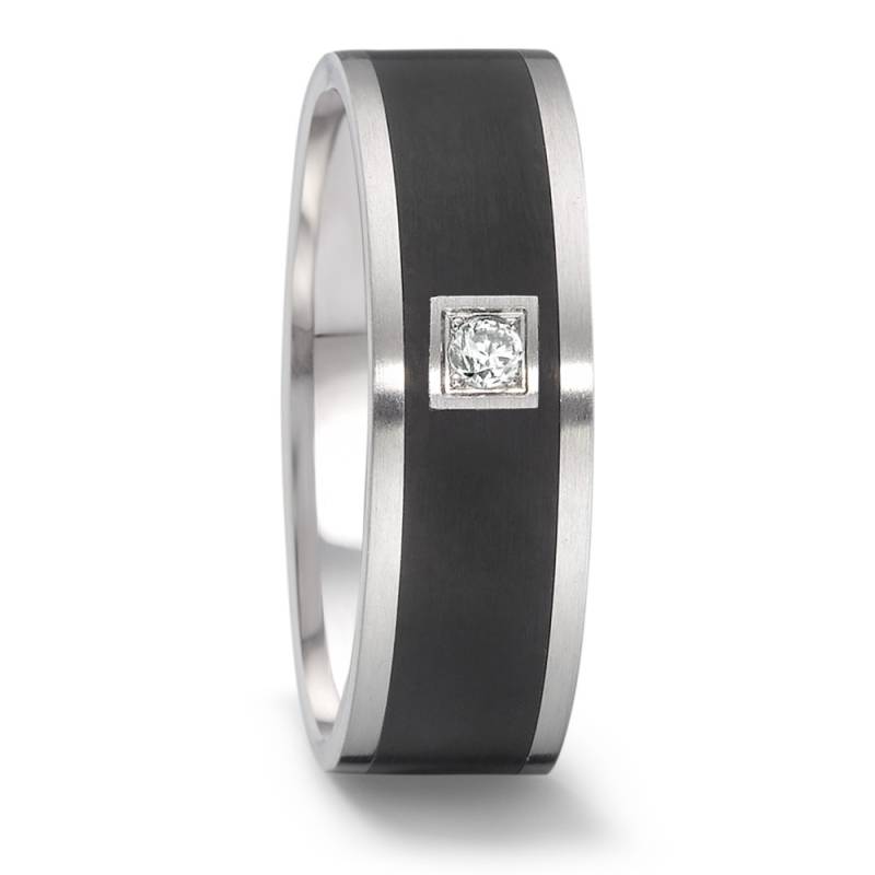 TeNo Damen Partnerring Edelstahl, Keramik Diamant 0.04 ct, tw-si von TeNo