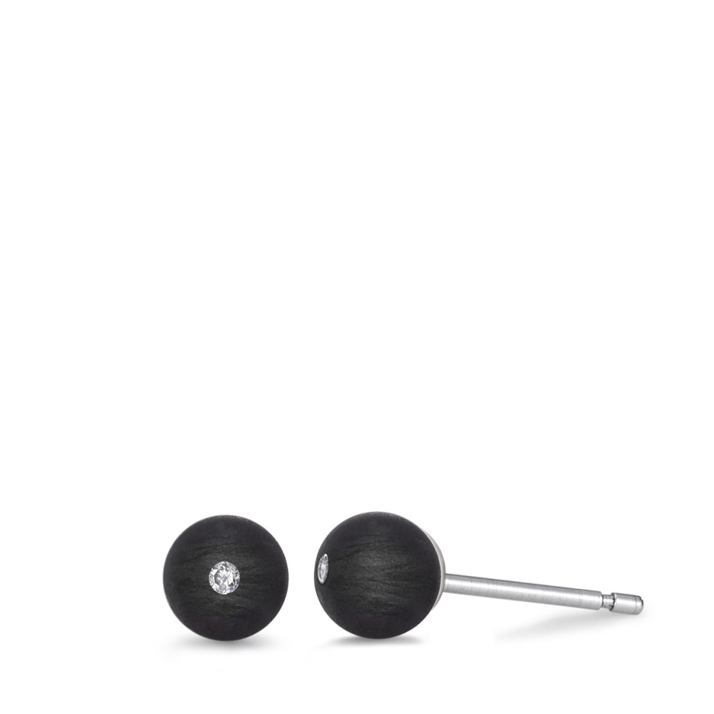 TeNo Damen Ohrstecker Edelstahl, Carbon Diamant 0.03 ct, 2 Steine, w-si Ø6 mm von TeNo