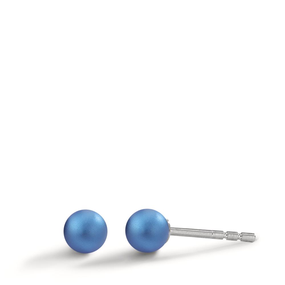 TeNo Damen Ohrstecker Globe Ø4mm aus Aluminium in Lapis Blue, Stift und Verschluss aus Edelstahl von TeNo