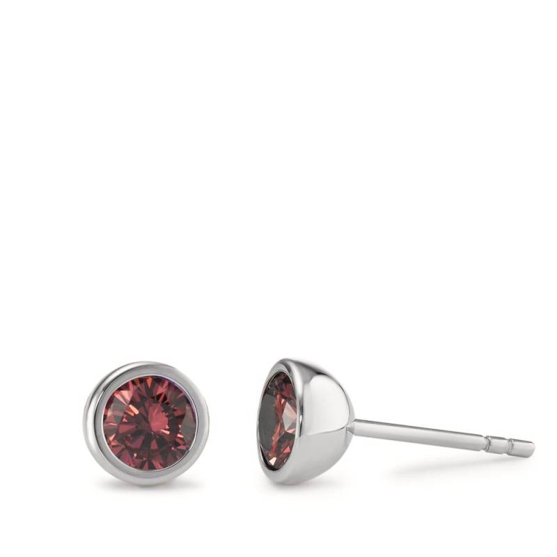 TeNo Damen Ohrstecker Joy Edelstahl mit Scarlet Red Zirkonia, Ø7mm von TeNo