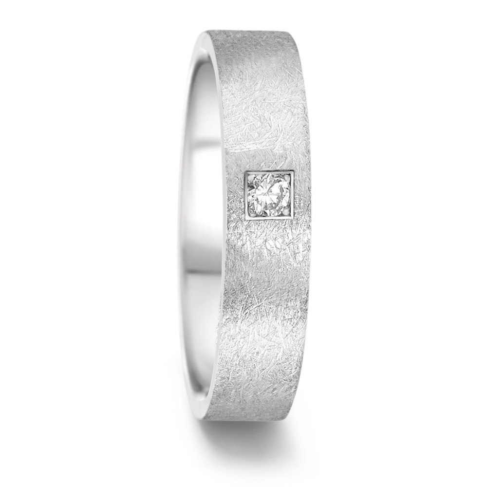 TeNo Damen Partnerring TAMOR, Pavee Fasung 1 x 0,06 ct. TW/si, eismattiert, Ringschiene: flach 5 mm - comfort fit von TeNo