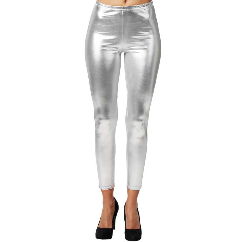 Tectake - Metallic-Leggings, für Damen, Silber, Größe L von Tectake