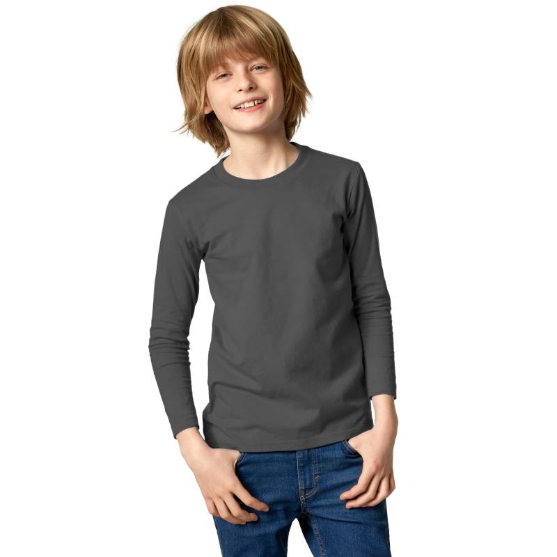 Langarm-shirt Kinder Jungen Grau 128 von Tectake