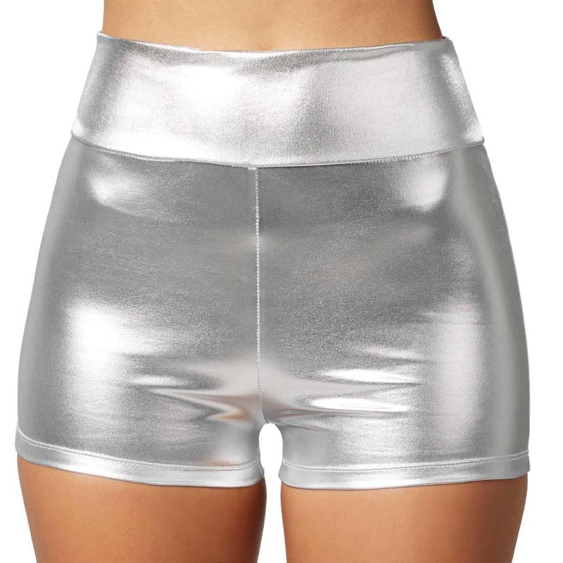 Tectake - Metallic-hotpants, für Damen, Silber, Größe L von Tectake