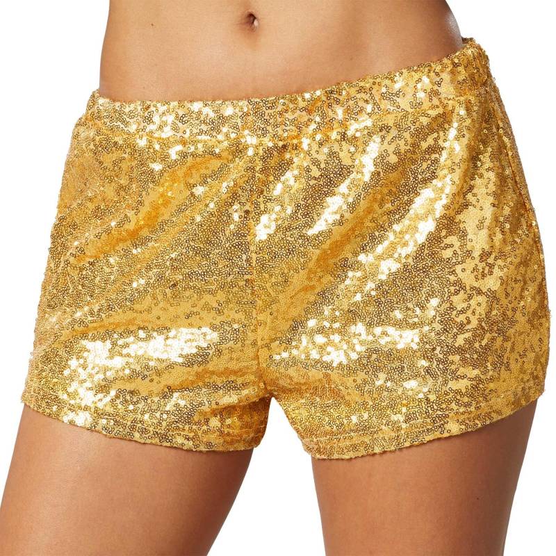 Pailletten-shorts Damen Gold L von Tectake