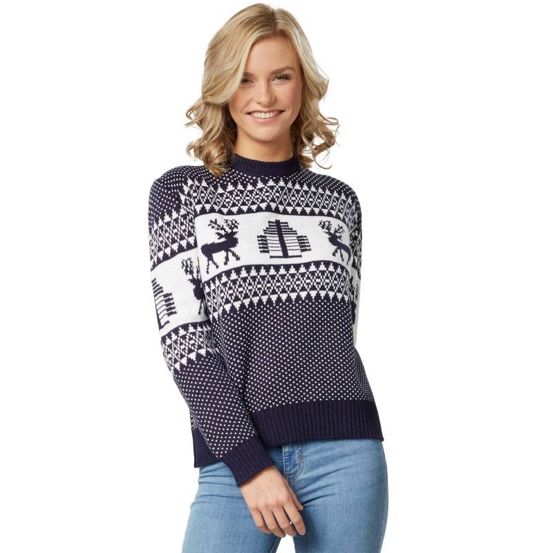 Tectake - Weihnachtspullover Winterwunderland-weiss für Frauen, Damen, Blau, Größe L von Tectake