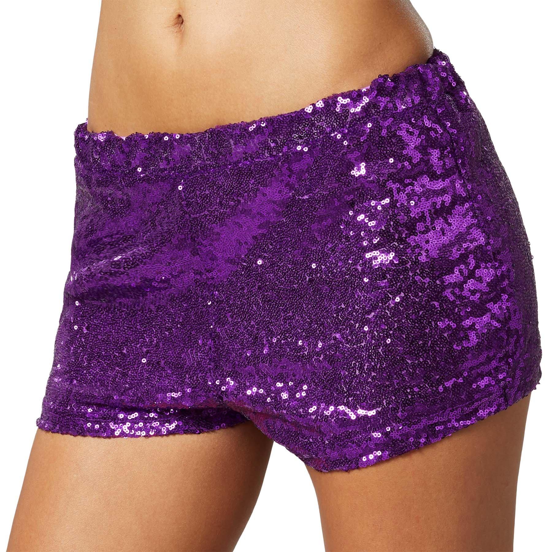 Tectake - Pailletten-Shorts, für Damen, Lila, Größe L von Tectake