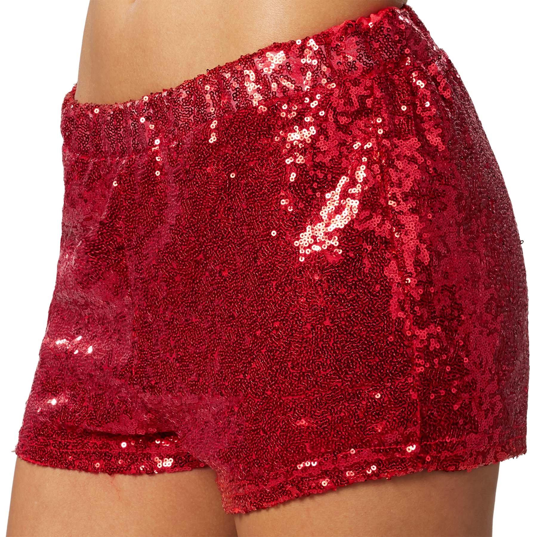 Tectake - Pailletten-Shorts, für Damen, Rot, Größe L von Tectake