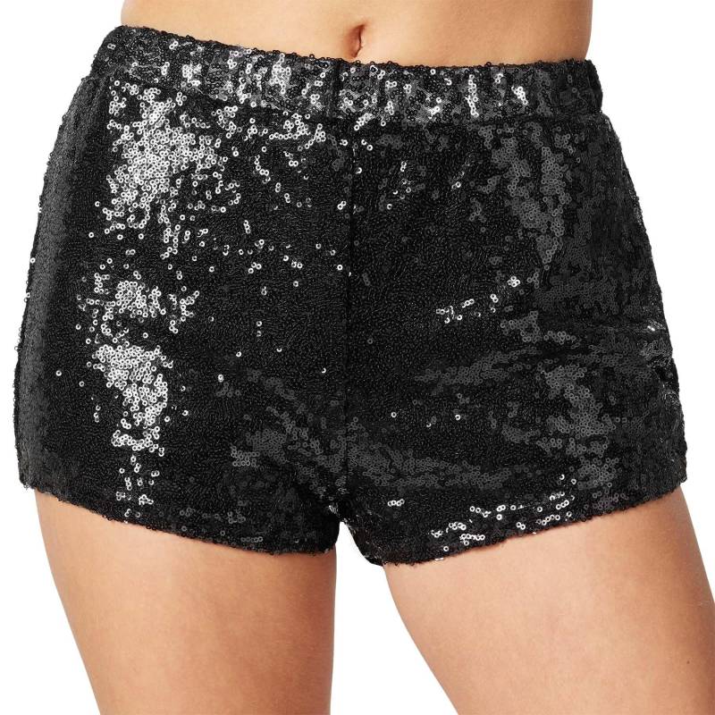 Tectake - Pailletten-Shorts, für Damen, Schwarz, Größe L von Tectake