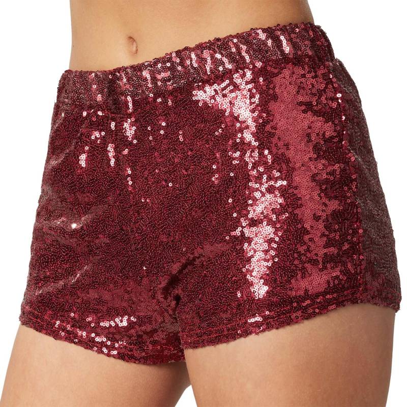 Tectake - Pailletten-Shorts, für Damen, Bordeaux, Größe M von Tectake