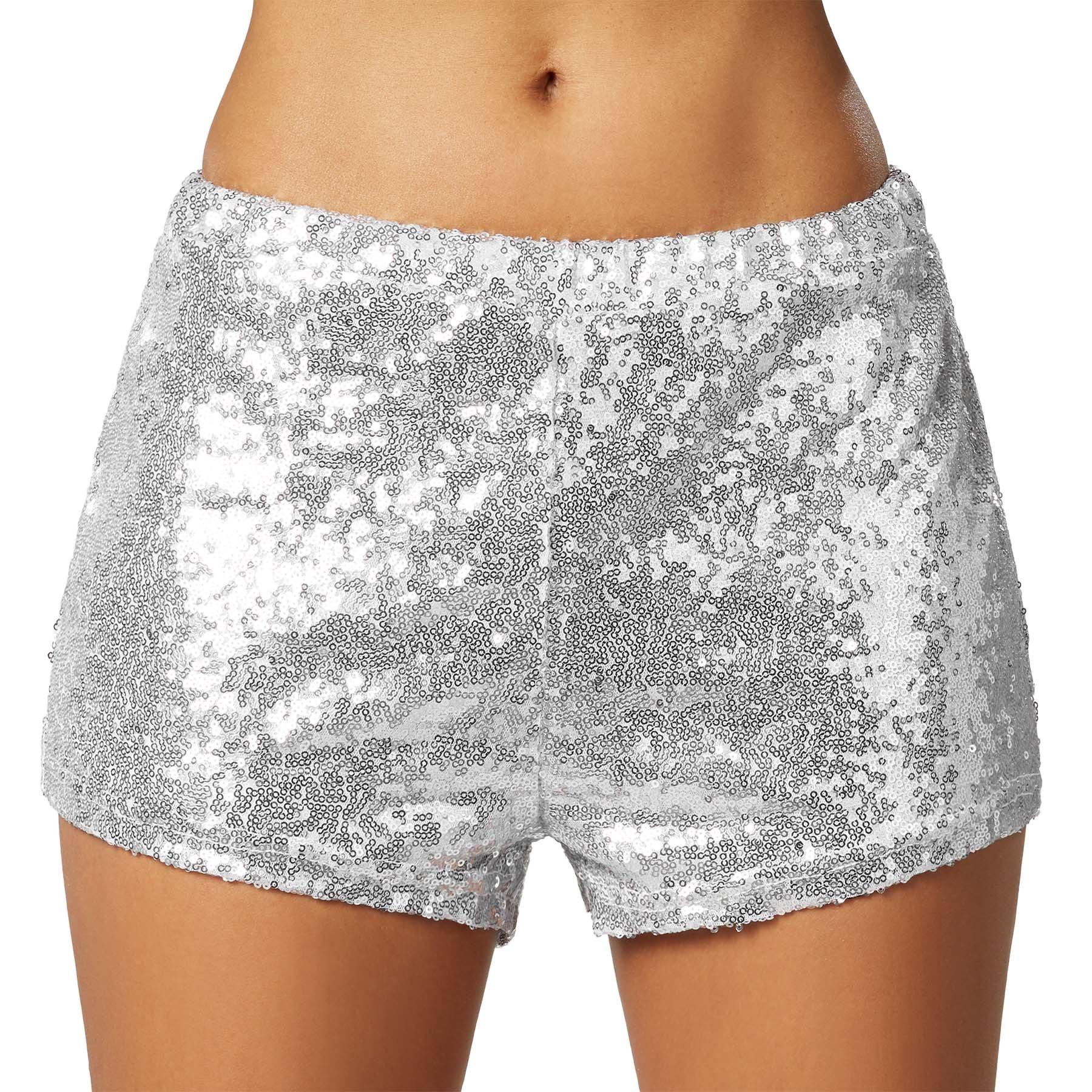 Tectake - Pailletten-Shorts, für Damen, Silber, Größe S von Tectake