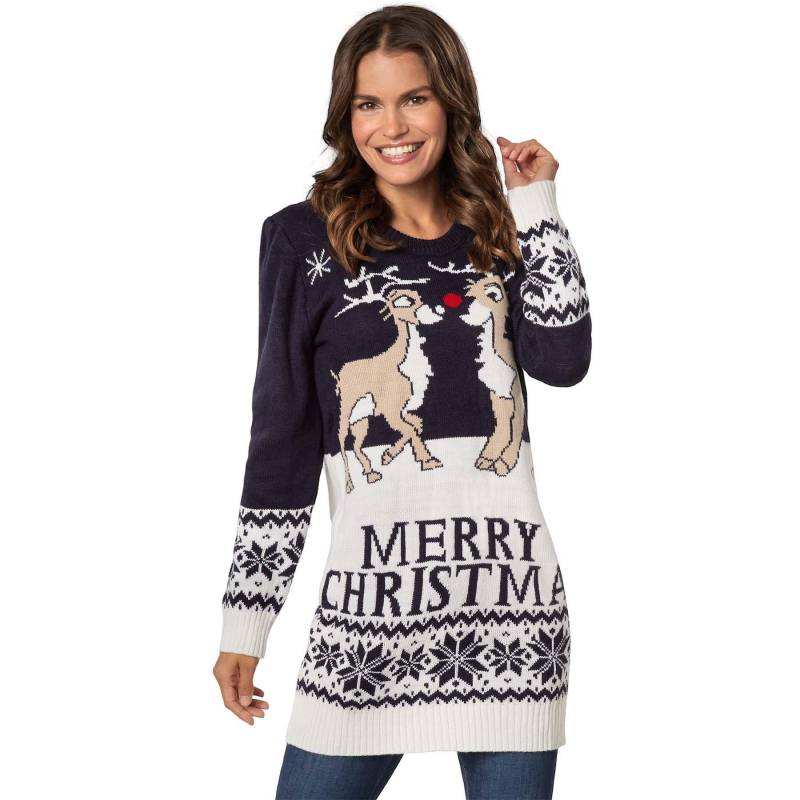 Weihnachtspullover Merry Christmas Für Frauen Damen Blau XL von Tectake