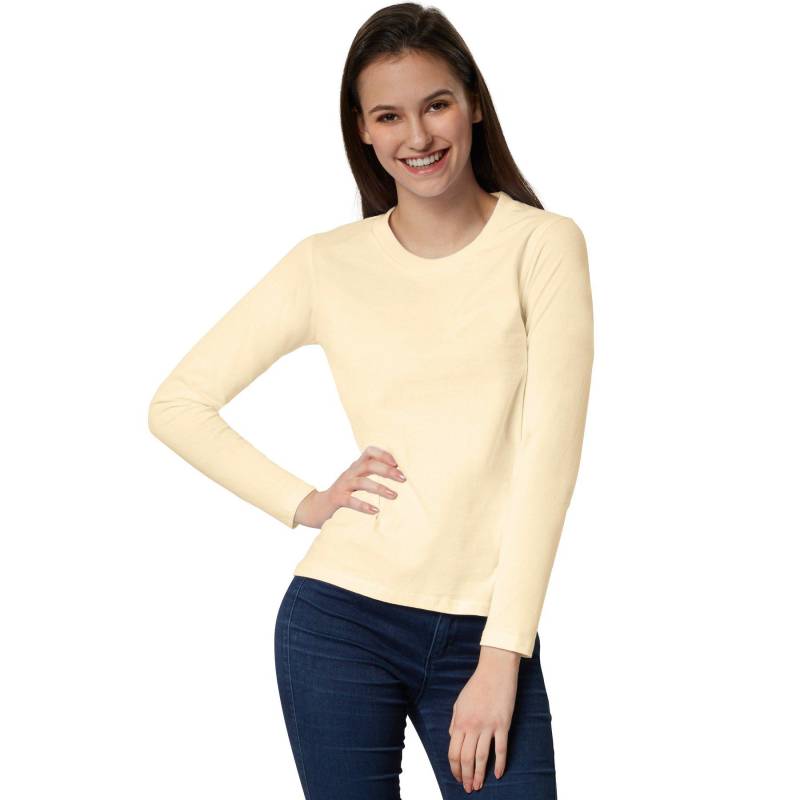 Langarm-shirt Frauen Damen Beige S von Tectake