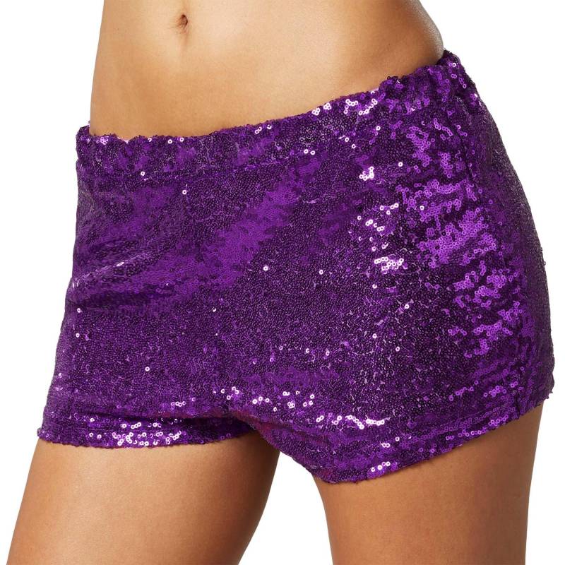 Tectake - Pailletten-Shorts, für Damen, Lila, Größe M von Tectake