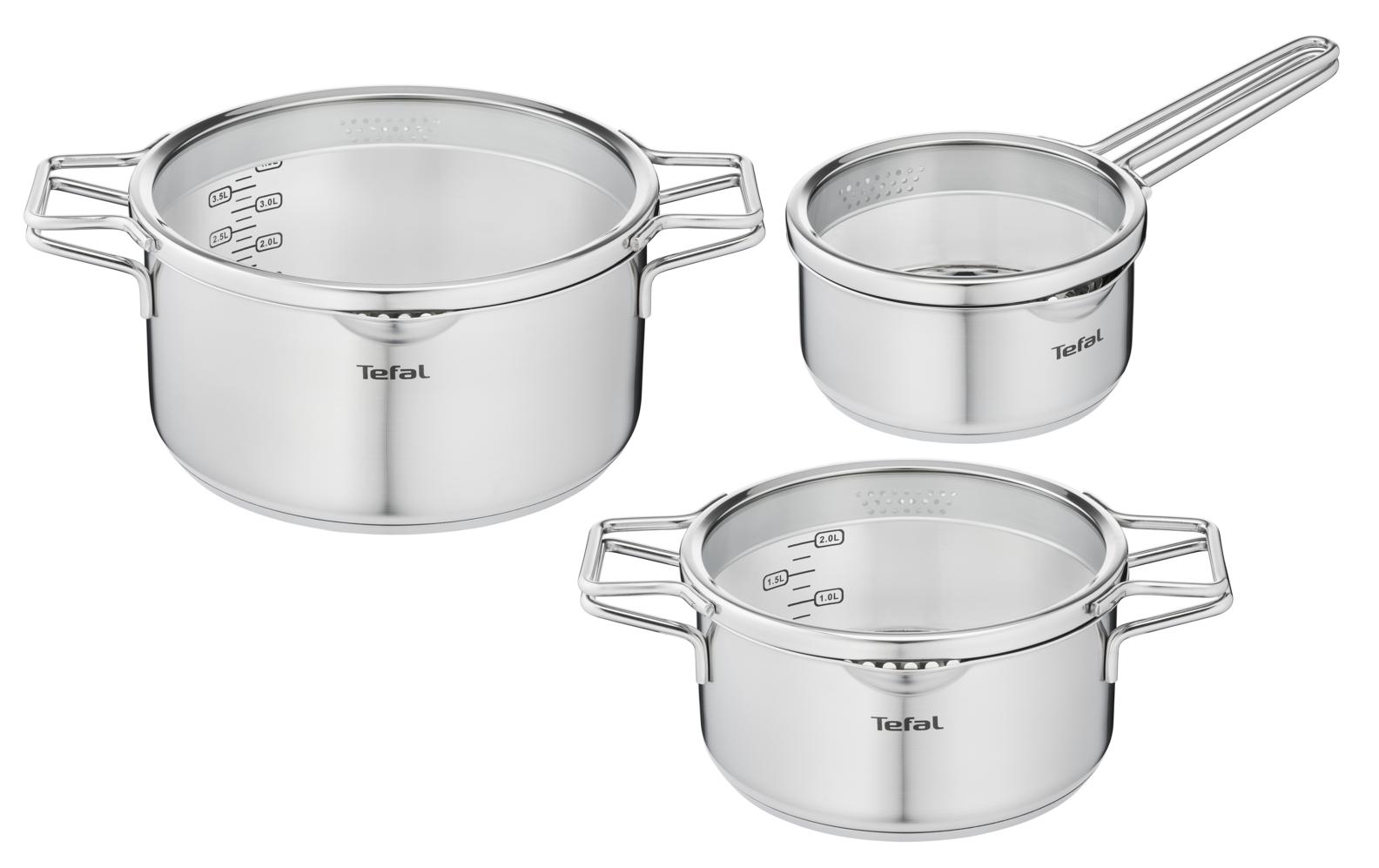 Tefal Kochtopf »Set Nordica 6-teilig 16 cm/20 cm/24 cm«, Edelstahl Tefal Kochtopf »Set Nordica 6-teilig 16 cm/20 cm/24 cm«, Edelstahl von Tefal