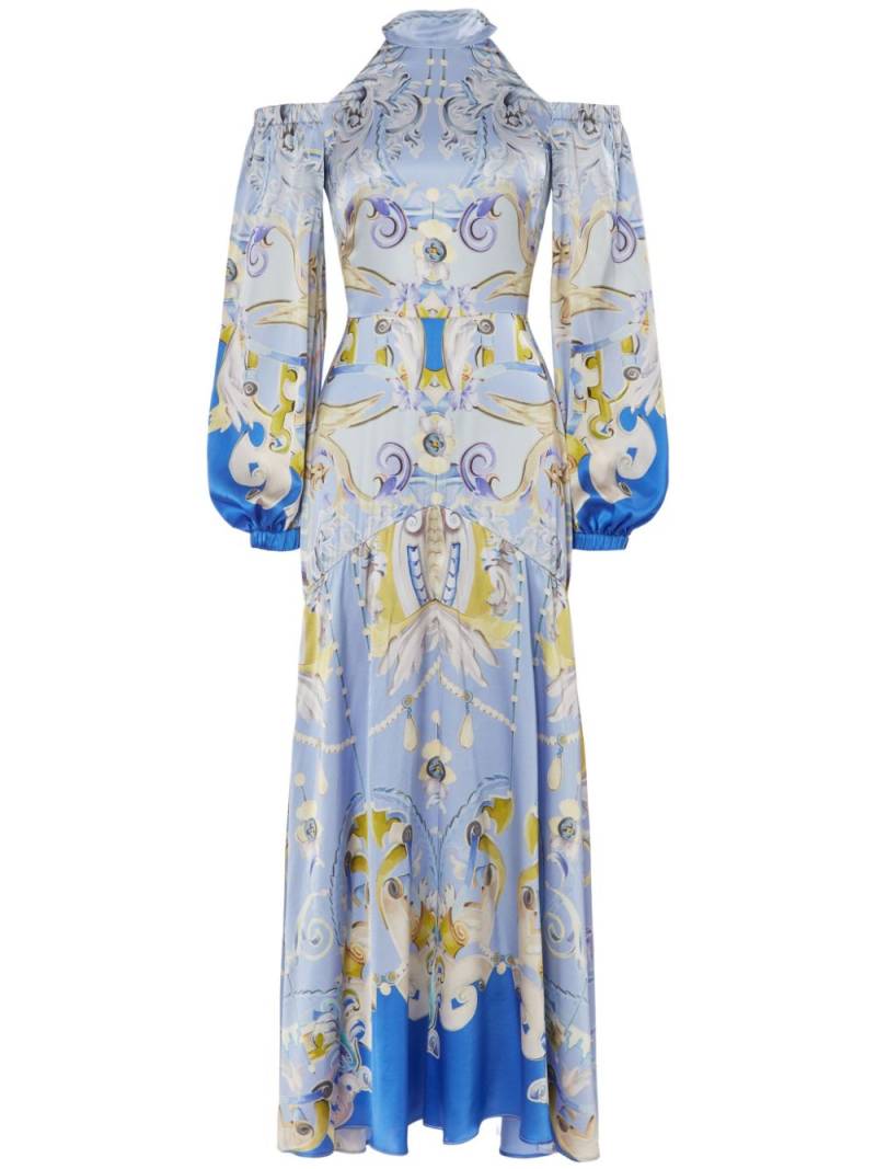 Temperley London Carline-print cold shoulder dress - Blue von Temperley London