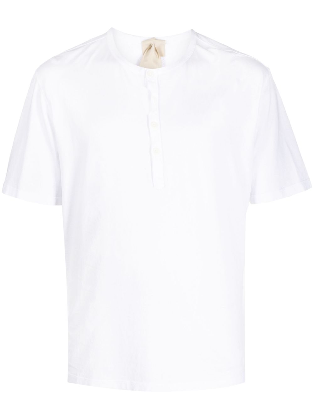 Ten C cotton Henley T-shirt - White von Ten C