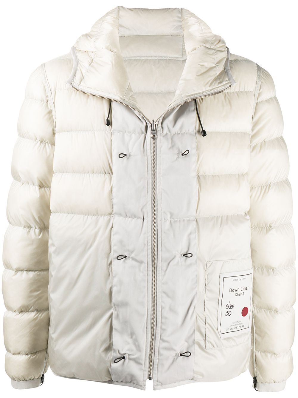 Ten C hooded contrast-panel puffer jacket - Neutrals von Ten C