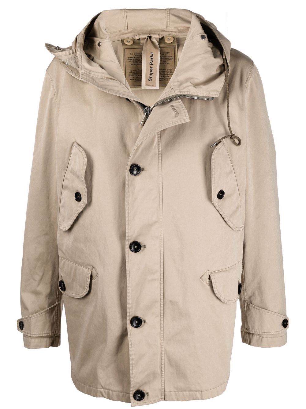 Ten C hooded multi-pocket duffle jacket - Neutrals von Ten C