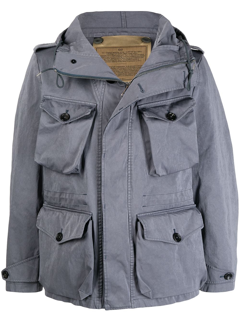 Ten C hooded multiple-pocket jacket - Grey von Ten C