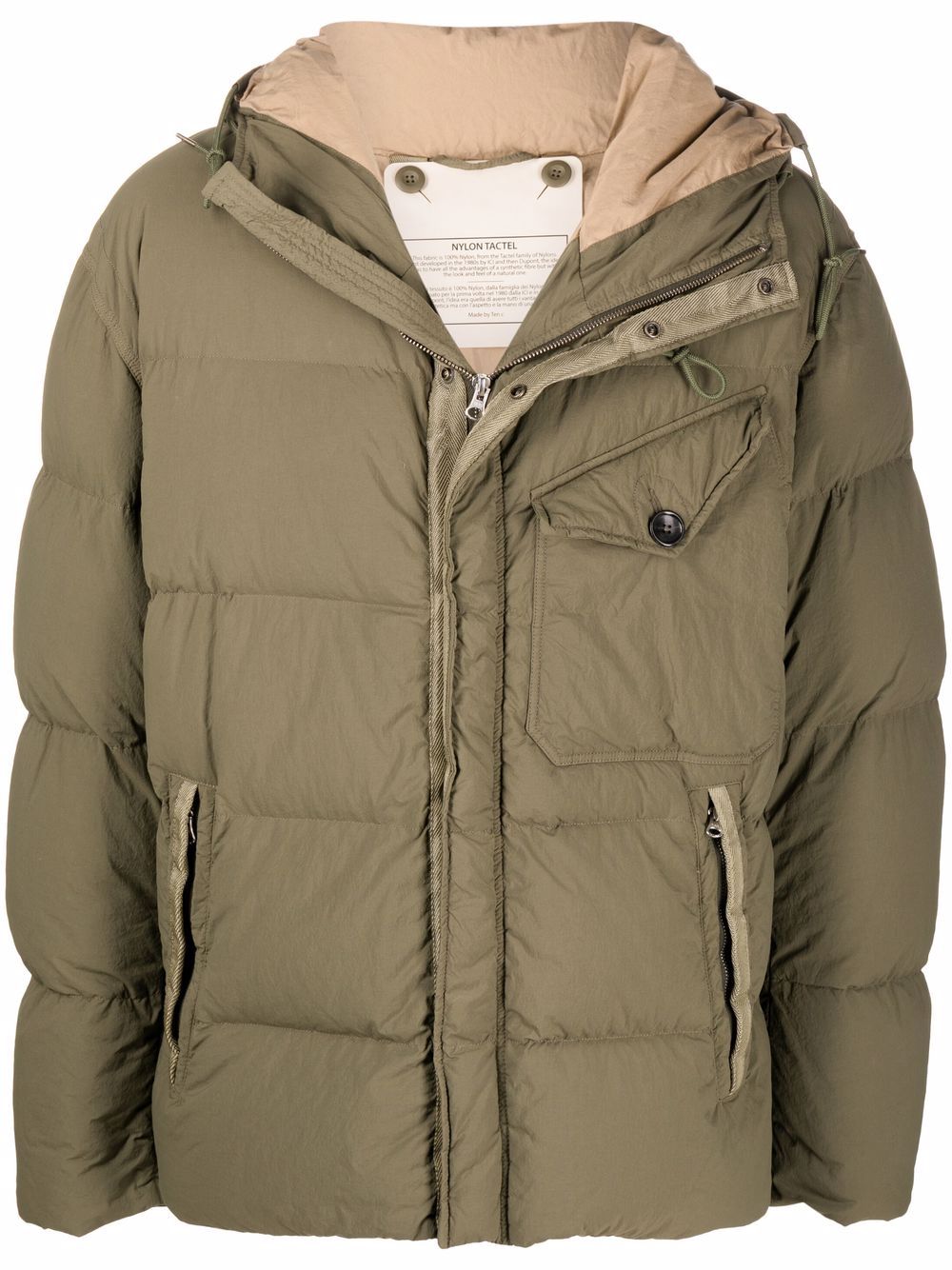 Ten C hooded padded jacket - Green von Ten C