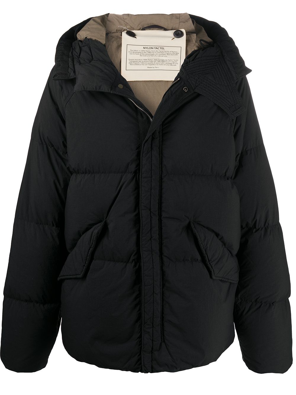 Ten C padded hooded jacket - Black