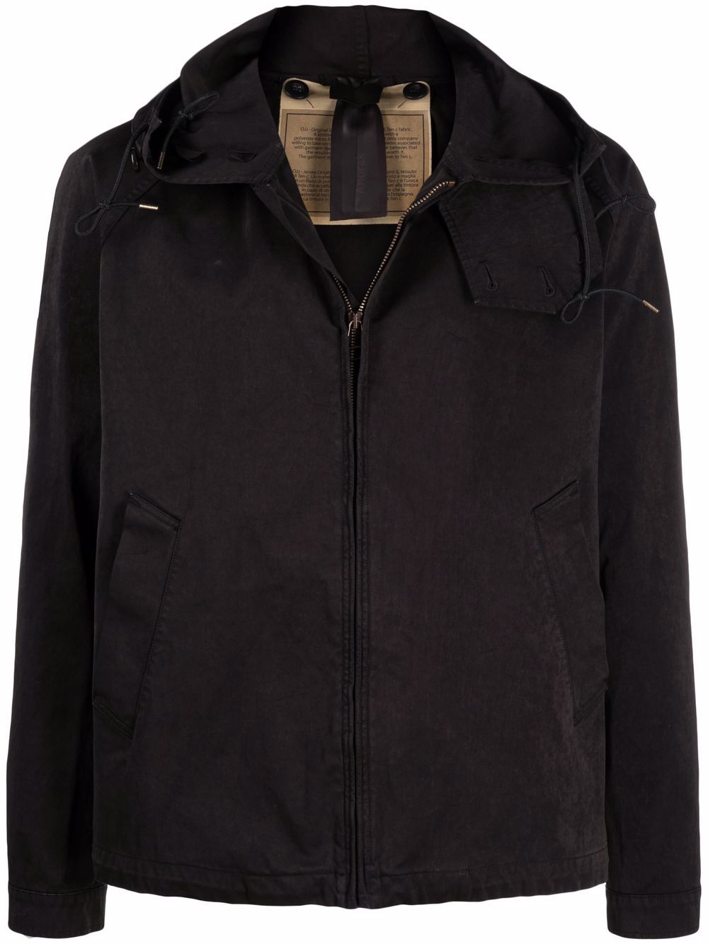 Ten C zip-up cotton hooded jacket - Black von Ten C