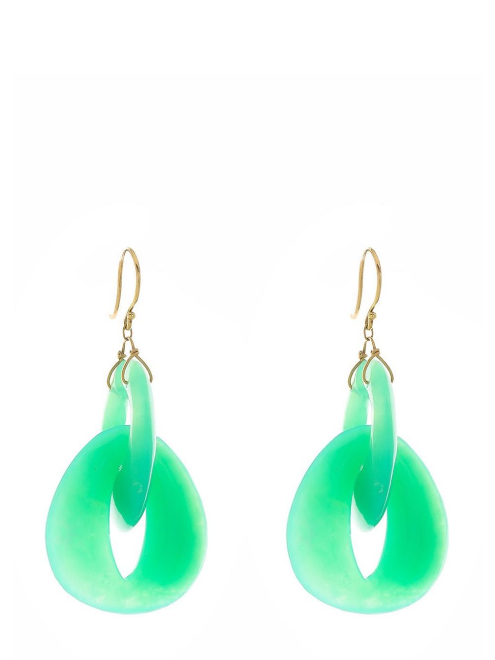 Ten Thousand Things 18kt yellow gold Interlocking Peacock Eye chrysoprase earrings von Ten Thousand Things