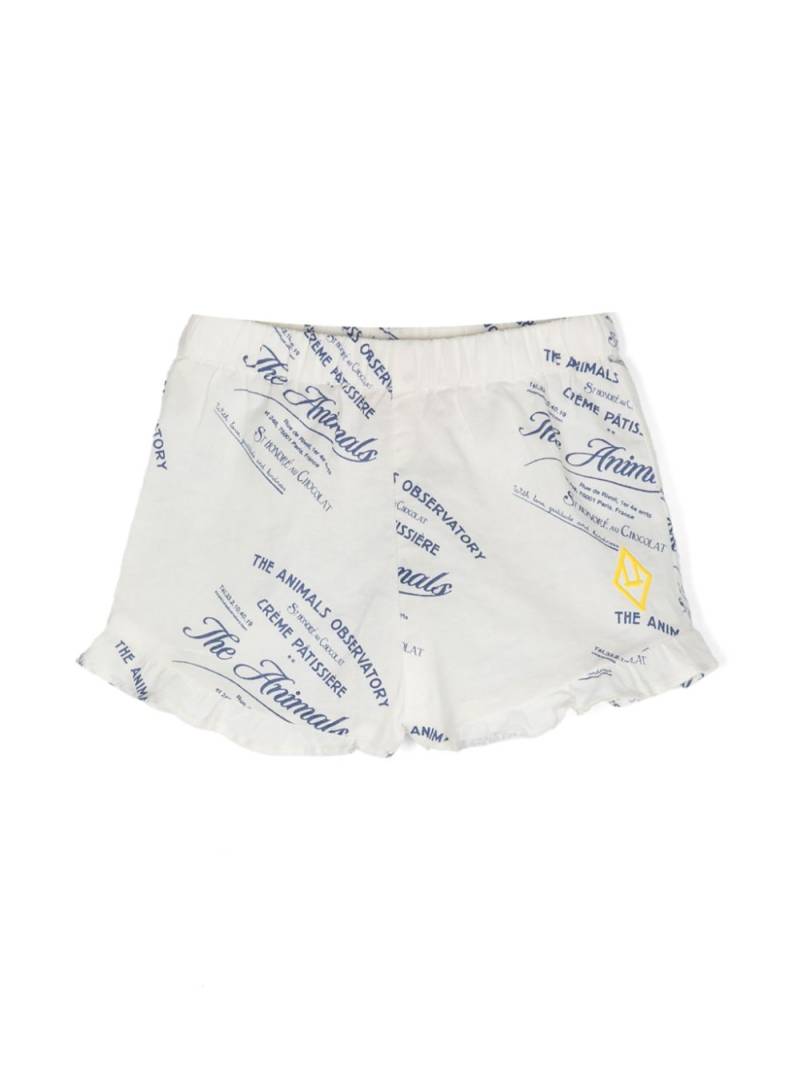 The Animals Observatory Dove logo-print cotton shorts - White von The Animals Observatory