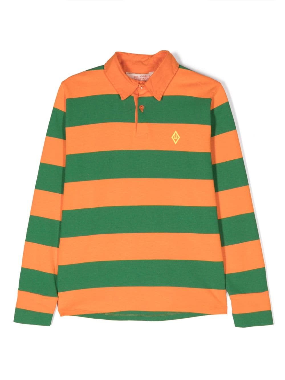 The Animals Observatory Eel logo-embroidered striped cotton polo shirt - Orange von The Animals Observatory