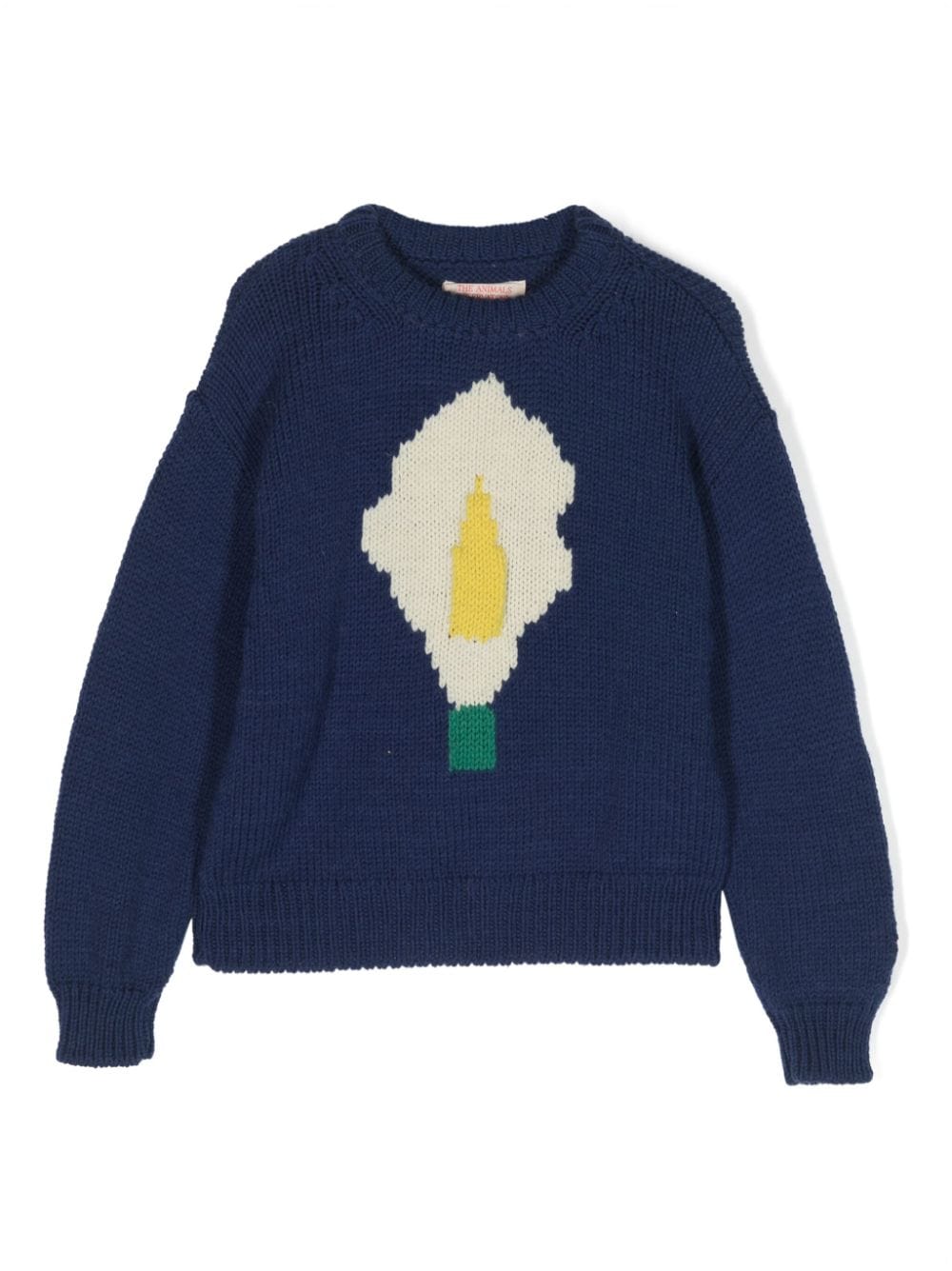 The Animals Observatory Flower intarsia-knit jumper - Blue von The Animals Observatory