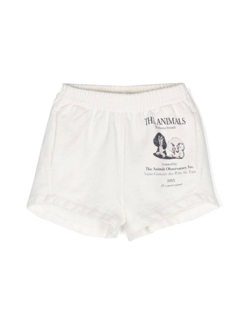 The Animals Observatory Gardener illustration-print cotton shorts - White von The Animals Observatory