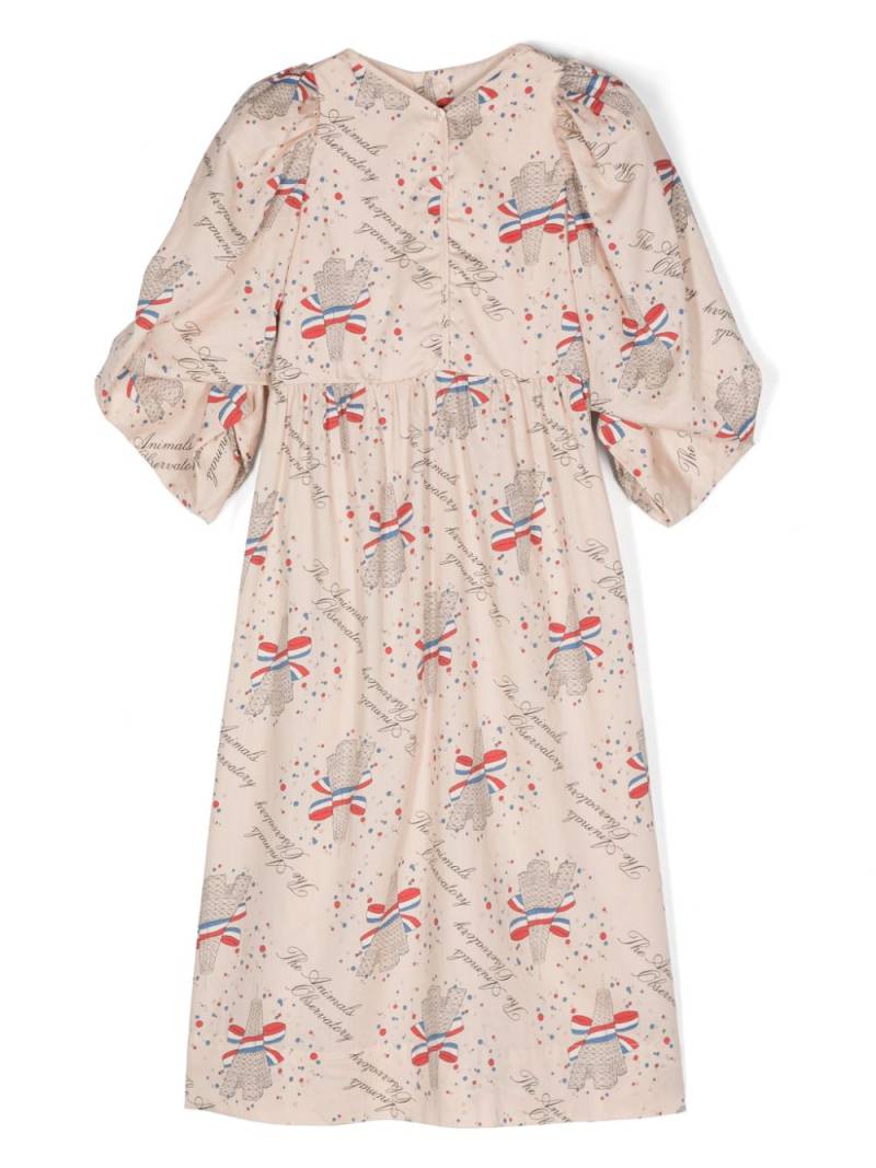 The Animals Observatory Peacock Eiffel-print dress - Pink von The Animals Observatory