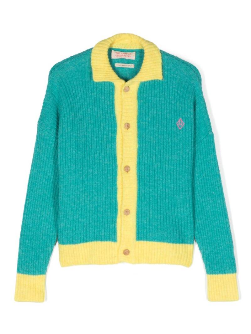 The Animals Observatory logo-embroidered knitted cardigan - Blue von The Animals Observatory