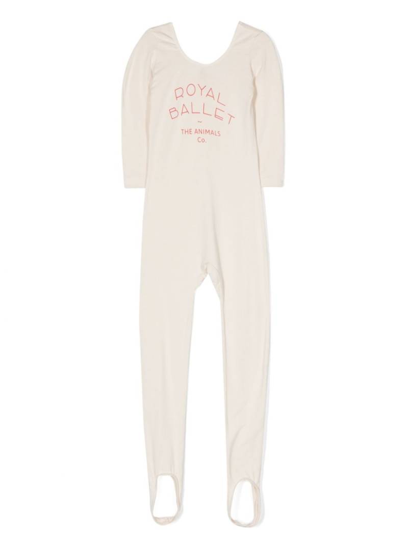 The Animals Observatory logo-print long-sleeve jumpsuit - Neutrals von The Animals Observatory