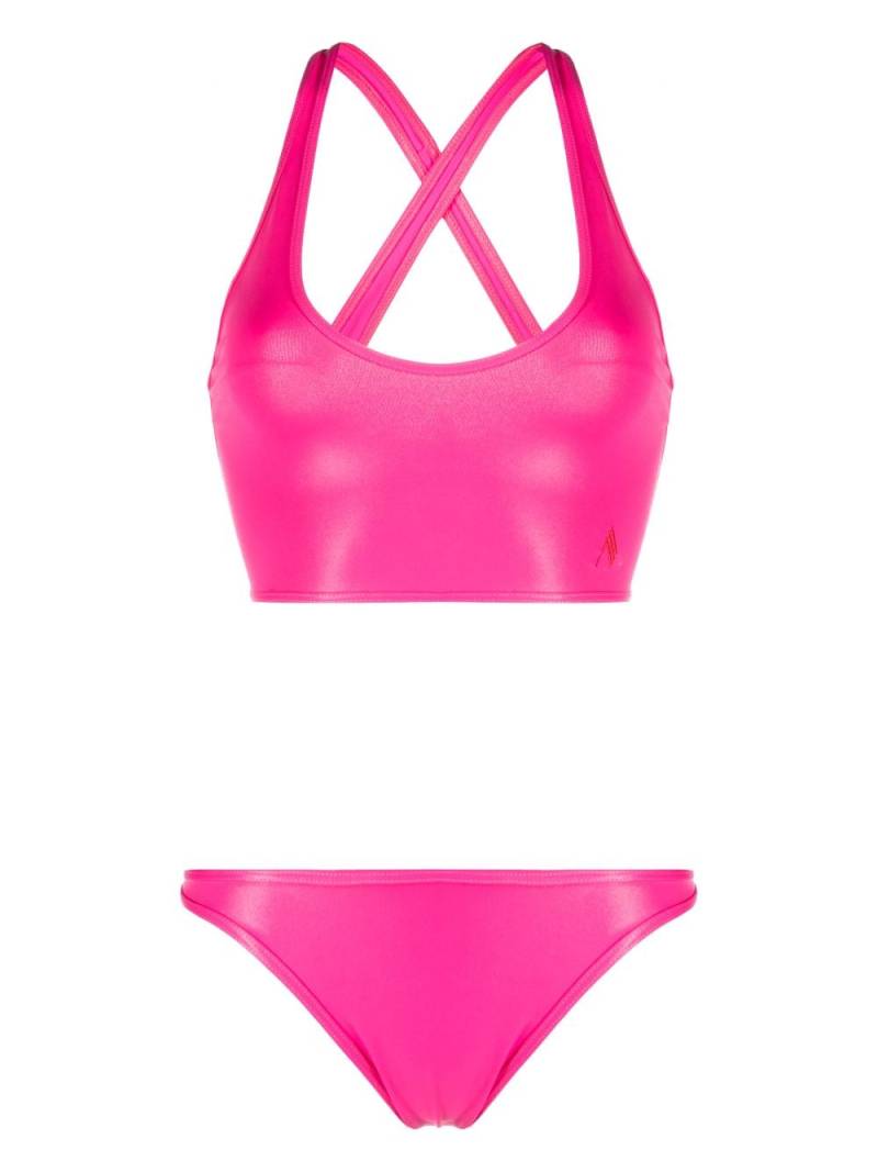 The Attico logo-embroidered crossover-strap bikini - Pink von The Attico