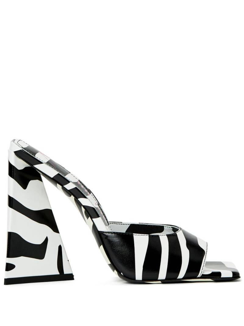 The Attico Devon 115mm zebra-print mules - Black von The Attico