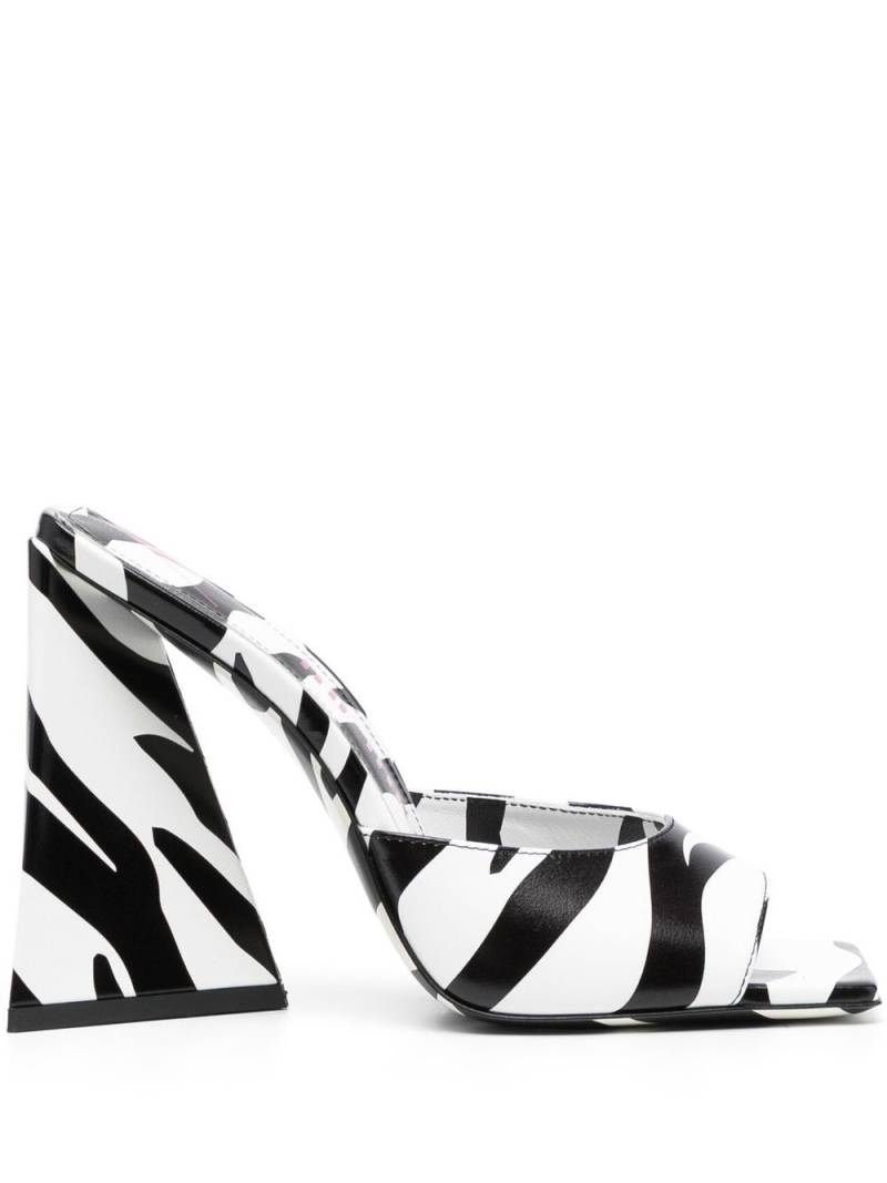 The Attico Devon zebra print 115mm mules - White von The Attico