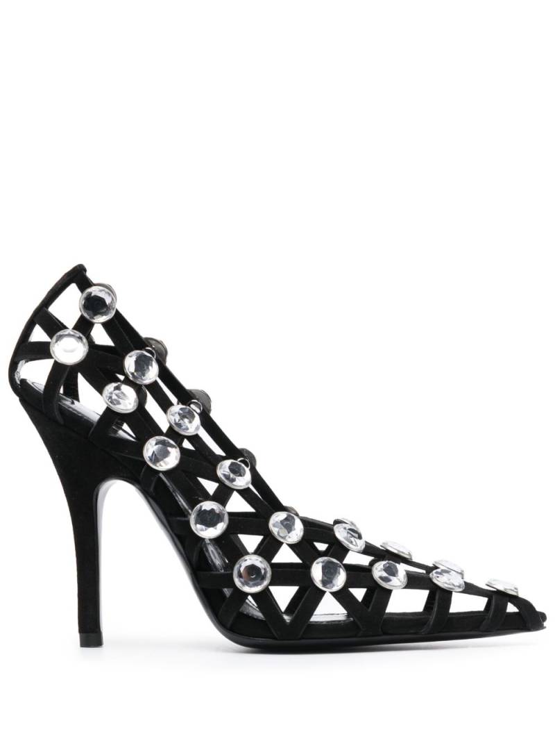 The Attico Grid 105mm rhinestone-embellished pumpss - Black von The Attico