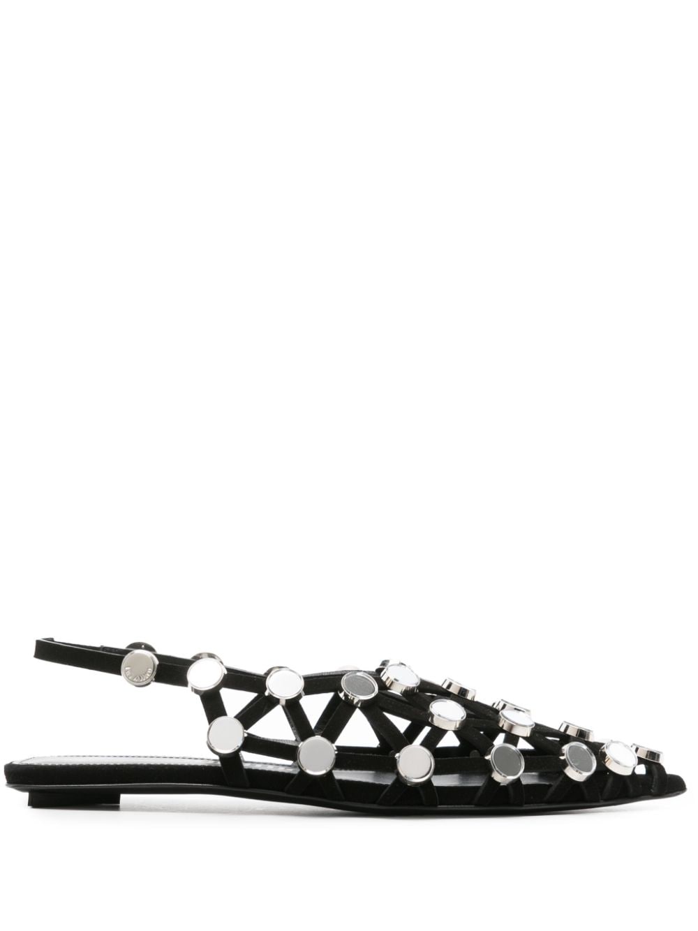 The Attico Grid rhinestone-embellished ballerina shoes - Black von The Attico