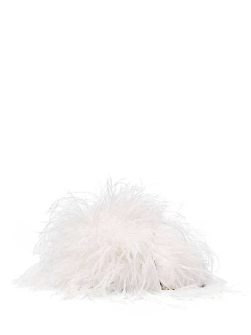 The Attico Midnight feather-embellished clutch bag - White von The Attico