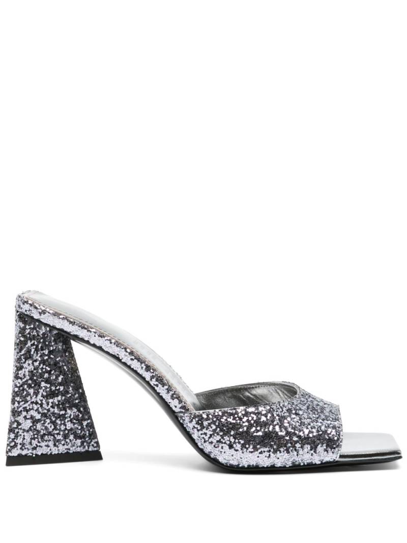 The Attico Mini Devon 85mm glittered mules - Silver von The Attico