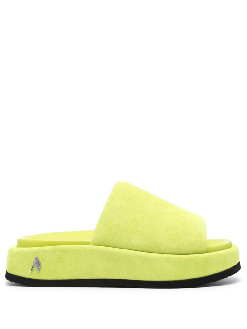 The Attico 50mm suede platform slides - Green von The Attico