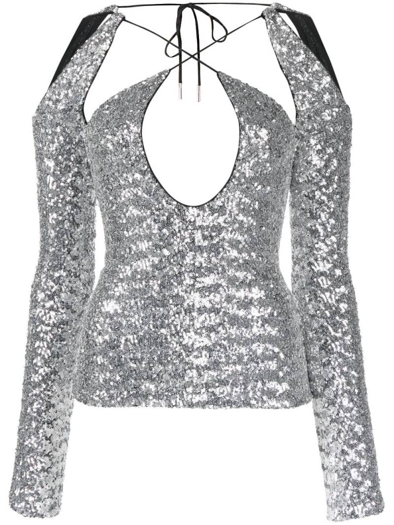 The Attico Zane sequinned cut-out top - Silver von The Attico