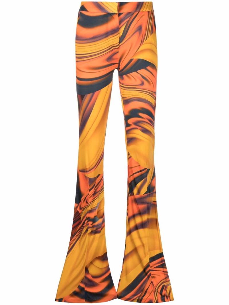 The Attico abstract-print flared trousers - Orange von The Attico