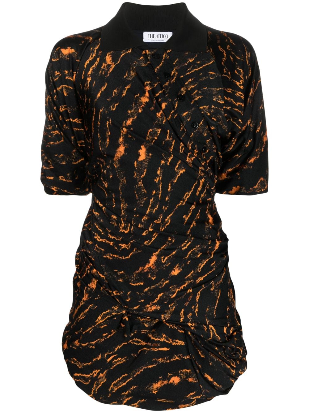 The Attico abstract-print gathered mini dress - Black von The Attico