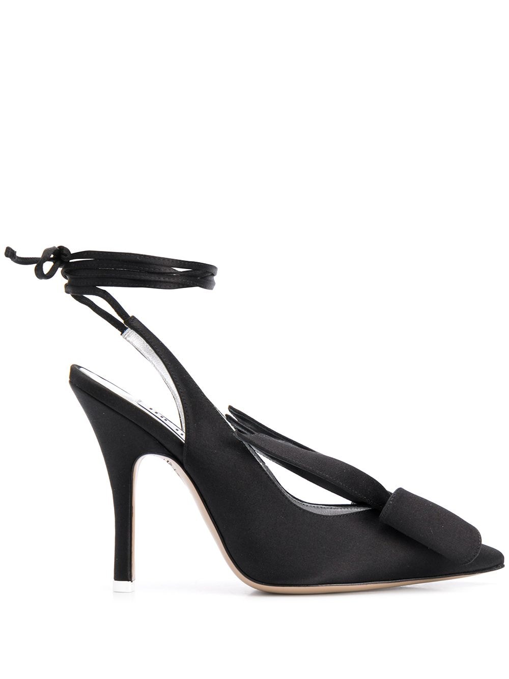 The Attico ankle-wrap satin pumps - Black von The Attico