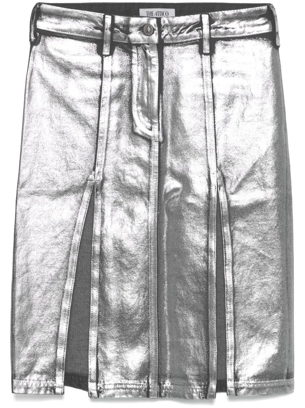 The Attico coated denim midi skirt - Silver von The Attico