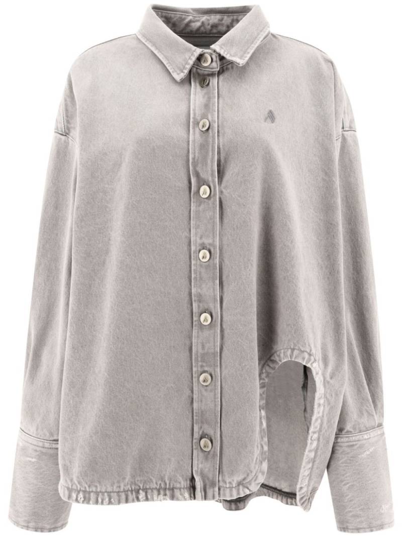 The Attico cut-out detail asymmetric collar shirt - Grey von The Attico