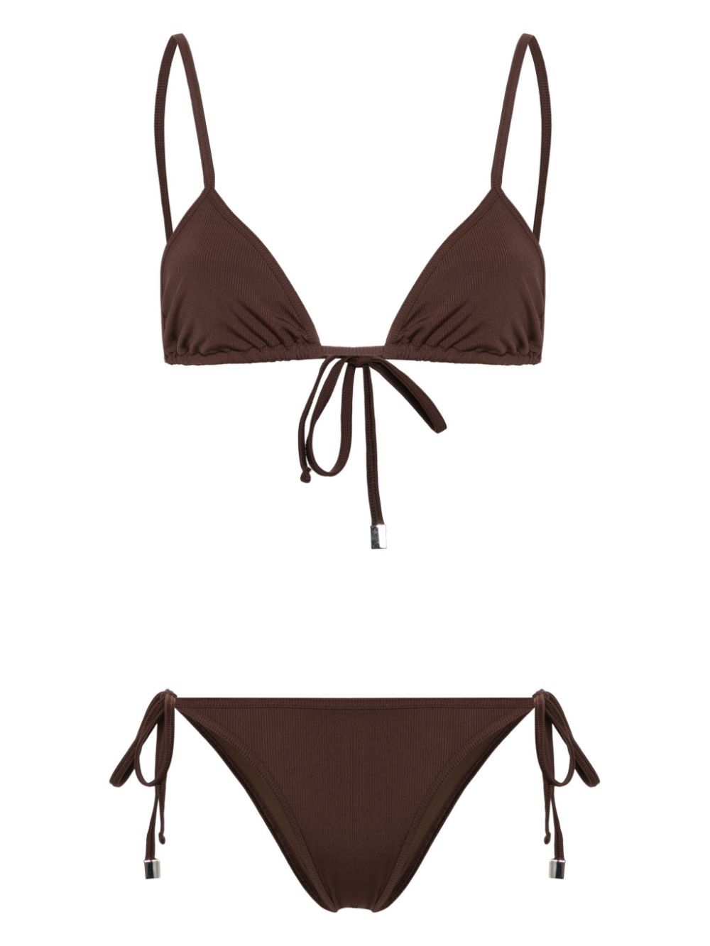 The Attico fine-ribbed bikini - Brown von The Attico